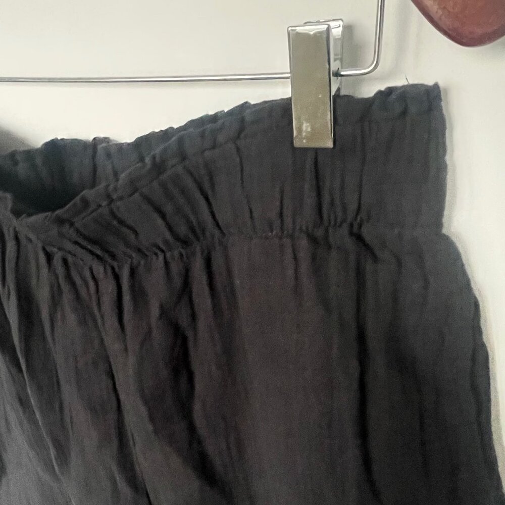 GAP Crinkle Gauze Wide Leg Pants Womens Large Tall Black Cotton Pull On - Picture 5 of 10